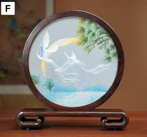 Exclusive Business Presents, Flower and Birds Silk Embroidery Ornaments, Creative Birthday Gift, Premium Souvenir, Traditional Chinese Suzhou Silk Embroidery-Grace Painting Crafts