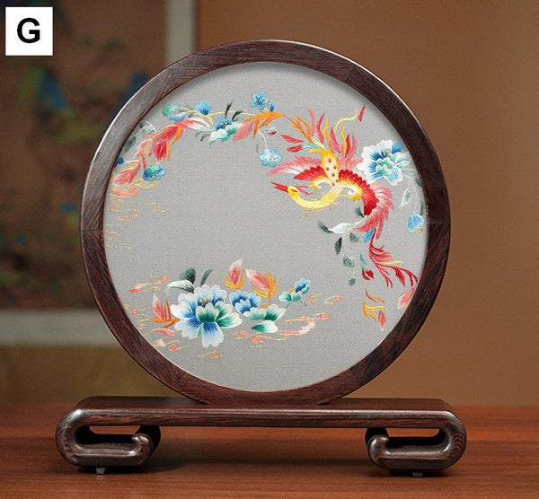 Exclusive Business Presents, Flower and Birds Silk Embroidery Ornaments, Creative Birthday Gift, Premium Souvenir, Traditional Chinese Suzhou Silk Embroidery-Grace Painting Crafts