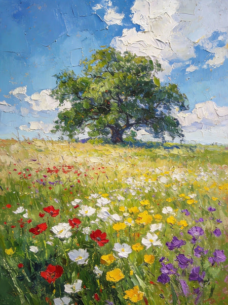 Summer Meadow, Wildflowers in the Open Air, Original Artwork Small Paintings, Heavy Texture Wall Art Paintings, On Canvas Small Paintings, Hand Painted Canvas Art-Grace Painting Crafts