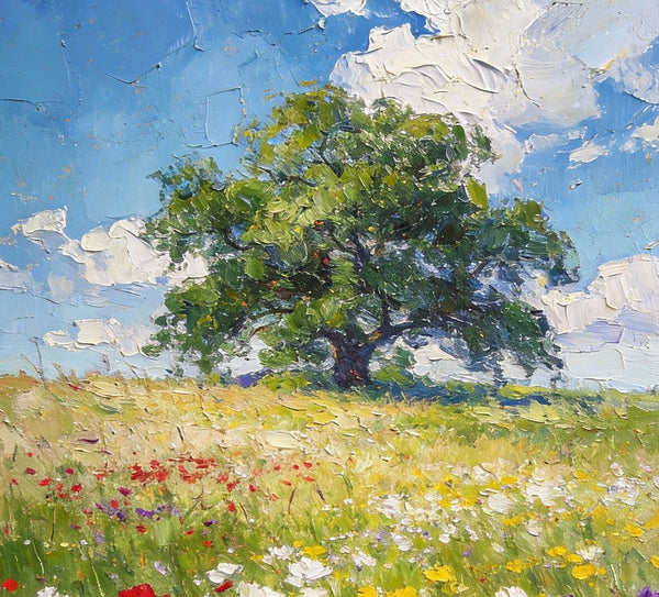 Summer Meadow, Wildflowers in the Open Air, Original Artwork Small Paintings, Heavy Texture Wall Art Paintings, On Canvas Small Paintings, Hand Painted Canvas Art-Grace Painting Crafts