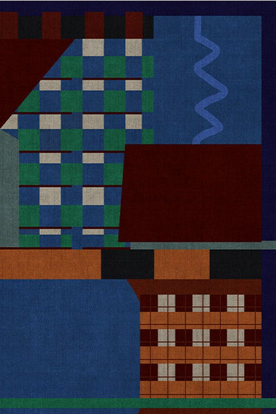 Mid Century Modern Rugs in Living Room, Bedroom Modern Rugs, Large Modern Rugs for Sale, Blue Contemporary Floor Carpets under Sofa