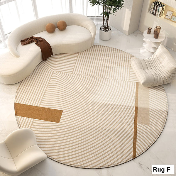 Geometric Round Rugs for Dining Room, Modern Area Rugs for Bedroom, Circular Modern Rugs under Chairs, Contemporary Modern Rug for Living Room-Grace Painting Crafts