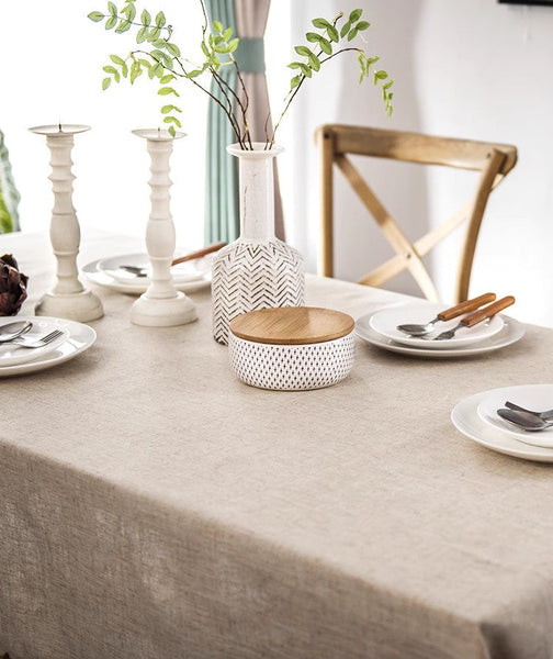 Large Rectangle Table Cover for Dining Room Table, Modern Table Cloth, Cotton and Linen Tablecloth for Home Decoration, Square Tablecloth for Round Table-Grace Painting Crafts