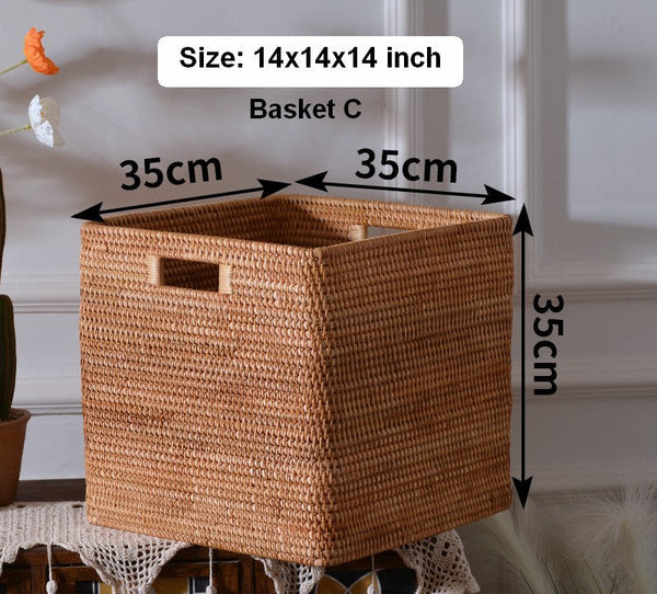 Storage Basket for Shelves, Large Rectangular Storage Basket, Storage Baskets for Kitchen, Woven Storage Basket for Living Room-Grace Painting Crafts