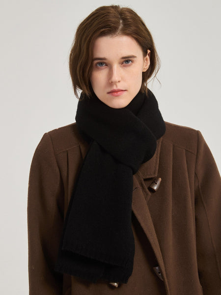 Winter Wool Scarf, Casual Scarf for Women, Birthday Gift for Girl, Modern Wool Scarf for Women, Black Soft Cashmere Scarf for Women, Cold Weather Scarves-Grace Painting Crafts