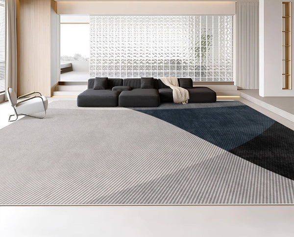 Blue Contemporary Modern Rugs, Geometric Contemporary Rugs Next to Bed, Modern Rugs for Living Room, Contemporary Rugs for Dining Room-Grace Painting Crafts