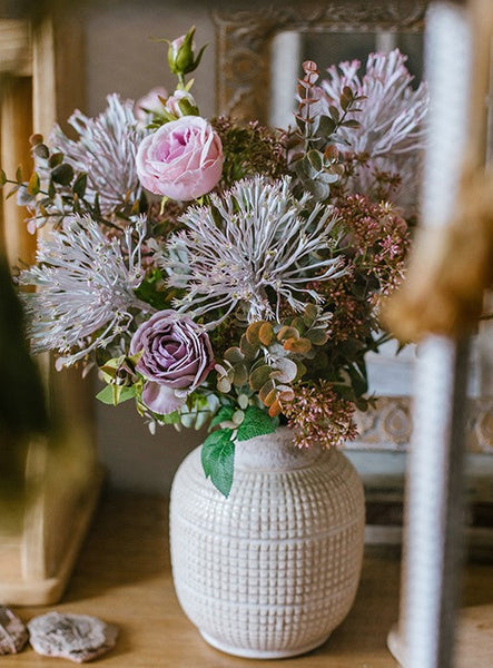 Modern Artificial Flowers for Home Decoration, Rose Flowers, Eucalyptus Globulus, Holly Leaf, Bedroom Flower Arrangement Ideas, Spring Flower Arrangement for Living Room-Grace Painting Crafts