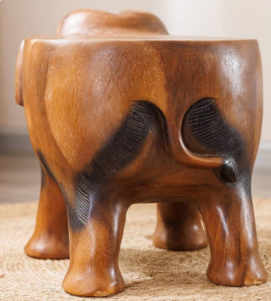 Handmade Solid Wood low Stool, Elephant Wooden Stool, Elephant Sofa Stool, Dining Table Stool, Creative Shoe-changing Stool-Grace Painting Crafts