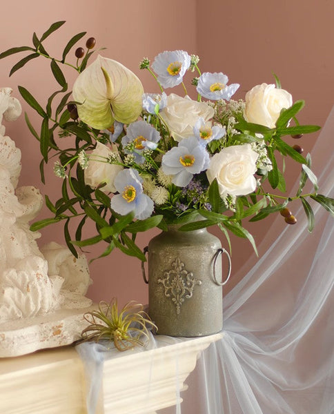 Large Bunch of Romantic Flowers, Table Centerpiece, Beautiful Spring Flower Arrangement for Home Decoration, Real Touch Artificial Floral for Living Room-Grace Painting Crafts