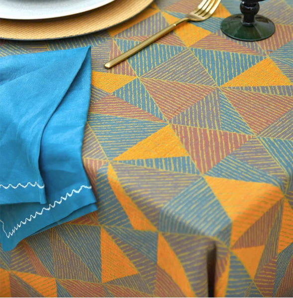 Cotton Triangle Pattern Tablecloth for Kitchen, Extra Large Rectangle Table Covers for Dining Room Table, Square Tablecloth for Coffee Table-Grace Painting Crafts