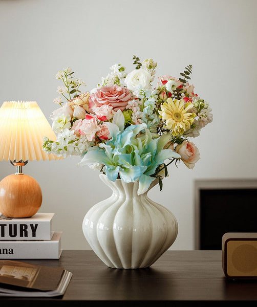 Handmade Water Holding Flower Vases, Modern Flower Vase Centerpiece on Table, Porcelain Flower Vases, Ceramic Bouquet Vases-Grace Painting Crafts