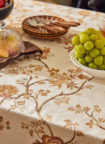 Flower Farmhouse Table Covers, Square Tablecloth for Round Table, Extra Large Modern Rectangular Tablecloth for Dining Room Table, Long Tablecloth for Living Room-Grace Painting Crafts