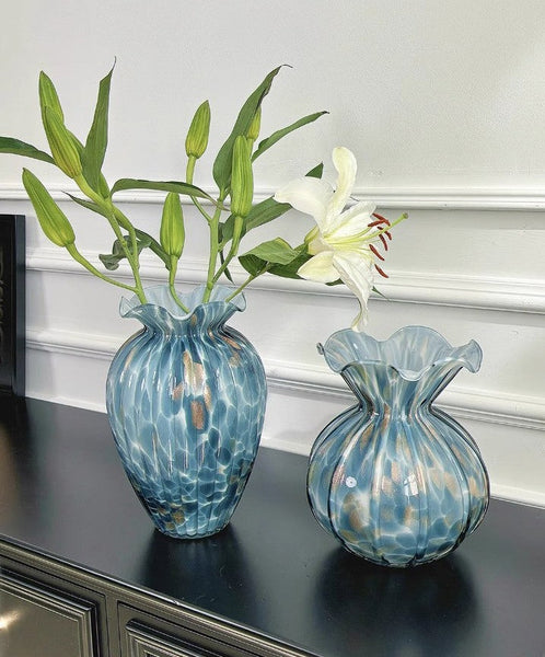 Centerpiece Vases on Table, Handmade Liuli Vases, Color Glaze Vase, Modern Glass Bud Vases, Contemporary Vases for Modern Home Decor-Grace Painting Crafts