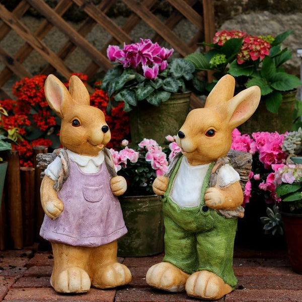 Garden Animal Statues, Large Garden Statues, Large Rabbit Statue for Garden, Bunny Flower Pot, Garden Ornament, Gardening Decoration Ideas-Grace Painting Crafts