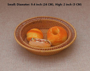 Rattan Small Storage Baskets, Round Storage Basket for Pantry, Kitchen Storage Baskets, Storage Basket for Dining Room-Grace Painting Crafts