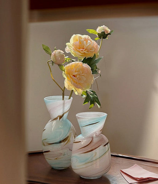 Cute Handmade Glass Vases, Vintage Small Glass Flower Vases, Flower Vases on Table, Modern Glass Vases for Flowers-Grace Painting Crafts