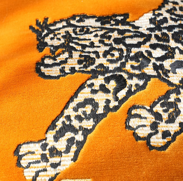 Contemporary Modern Sofa Pillows, Yellow Embroidery Tiger Pattern Pillows for Couch, Decorative Throw Pillows for Bedroom, Large Modern Sofa Pillow for Living Room-Grace Painting Crafts