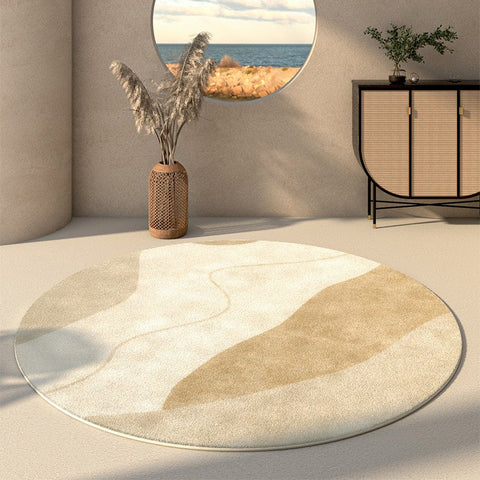 Contemporary Round Rugs Under Bed, Modern Round Carpets for Dining Room, Contemporary Round Rugs for Living Room, Hallway Floor Carpets-Grace Painting Crafts