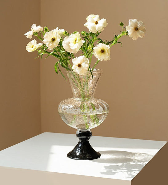 Mid Century Vases for Flowers, Contemporary Glass Vases, Handmade Modern Vases for Living Room, Unique Decorative Glass Vase, Centerpiece Vases on Table-Grace Painting Crafts