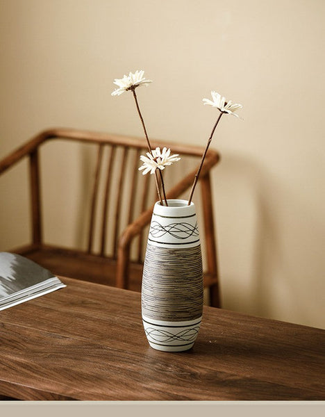 Large Flower Vase on Table, Modern Bouquet Flower Vases, Centerpiece on Dining Table, Handmade Pottery Flower Vases Urn, Water Holding Flower Vases-Grace Painting Crafts