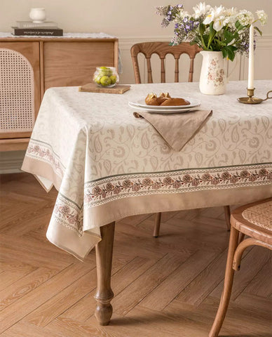 Kitchen Table Cover, Flower Tablecloth for Round Table, Elegant Table Cover for Dining Room Table, Modern Rectangle Tablecloth for Oval Table-Grace Painting Crafts