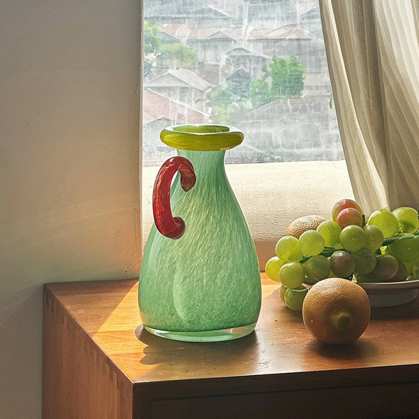 Small Flower Vase, Modern Glass Flower Vases, Handmade Glass Bud Vases, Water Holding Flower Vases, Flower Vases on Table-Grace Painting Crafts