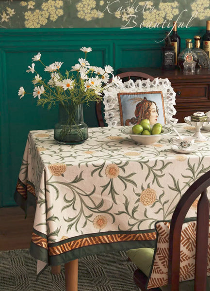 Spring Flower Farmhouse Table Cloth, Wedding Tablecloth, Modern Rectangle Tablecloth Ideas for Dining Table, Square Tablecloth for Coffee Table-Grace Painting Crafts