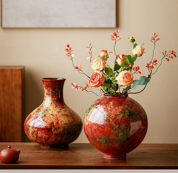 Handmade Water Holding Flower Vases, Large Pottery Flower Vases, Modern Bouquet Flower Vases, Centerpiece on Dining Table, Flower Vase on Table-Grace Painting Crafts