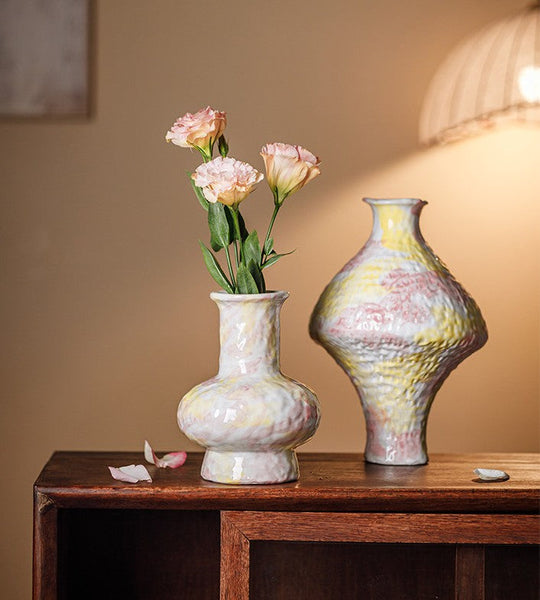 Handmade Water Holding Flower Vases, Modern Bouquet Flower Vases, Centerpiece on Dining Table, Large Flower Vase on Table, Pottery Flower Vases-Grace Painting Crafts