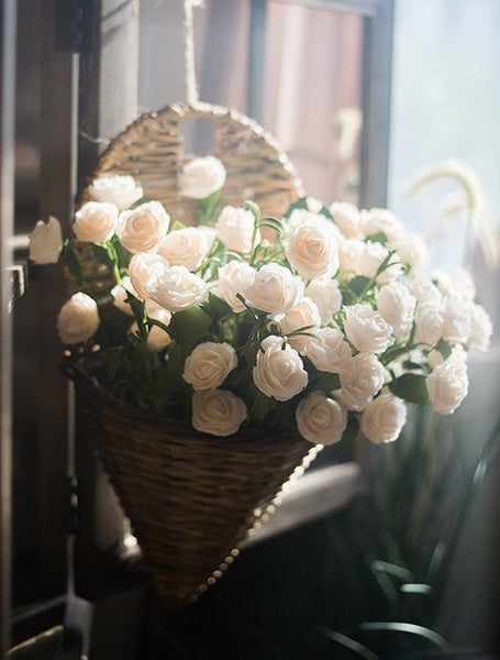 Flower Arrangement Ideas for Living Room, White Camellia Flowers, Modern Artificial Flowers for Home Decoration, Simple Artificial Floral for Bedroom-Grace Painting Crafts