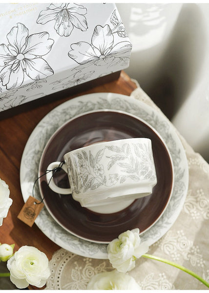 Vintage Bone China Porcelain Tea Cup Set, Unique British Tea Cup and Saucer in Gift Box, Royal Ceramic Cups, Elegant Ceramic Coffee Cups-Grace Painting Crafts