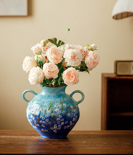 Centerpiece on Dining Table, Handmade Water Holding Flower Vases, Large Flower Vases on Table, Modern Pottery Flower Vases, Pottery Bud Vases-Grace Painting Crafts