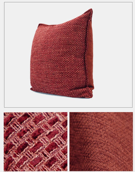 Large Square Modern Throw Pillows for Couch, Red Contemporary Modern Sofa Pillows, Simple Decorative Throw Pillows, Large Throw Pillow for Interior Design-Grace Painting Crafts
