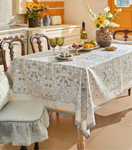 Large Modern Rectangle Tablecloth for Dining Table, Rabbit Pigeon Pattern Table Covers for Round Table, Farmhouse Table Cloth for Oval Table, Square Tablecloth for Kitchen-Grace Painting Crafts