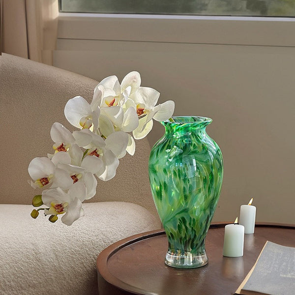 Unique Modern Vases for Flowers, Handmade Flower Vases on Table, Large Green Glass Flower Vases, Modern Glass Flower Vases-Grace Painting Crafts