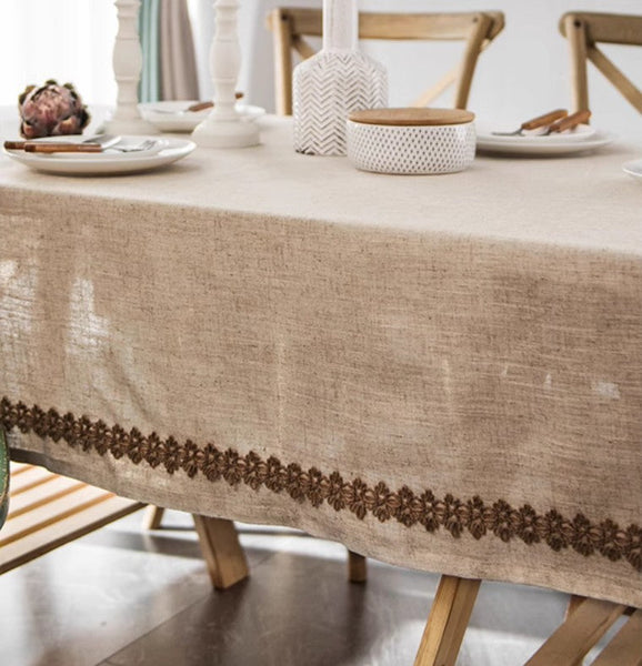 Large Rectangle Table Cover for Dining Room Table, Modern Table Cloth, Cotton and Linen Tablecloth for Home Decoration, Square Tablecloth for Round Table-Grace Painting Crafts
