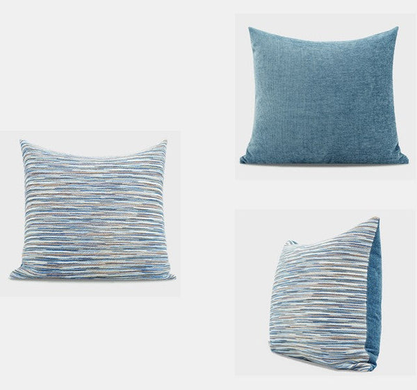 Abstract Blue Modern Sofa Pillows, Large Decorative Throw Pillows, Contemporary Square Modern Throw Pillows for Couch, Simple Throw Pillow for Interior Design-Grace Painting Crafts