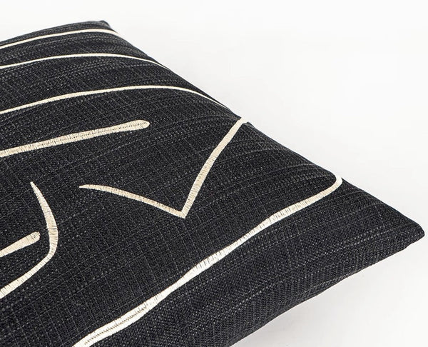 Geometric Square Modern Throw Pillows for Couch, Abstract Black Decorative Throw Pillows, Large Contemporary Throw Pillow for Interior Design-Grace Painting Crafts