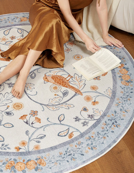 Dining Room Contemporary Round Rugs, Bedroom Modern Round Rugs, Modern Rug Ideas for Living Room, Circular Modern Rugs under Chairs-Grace Painting Crafts