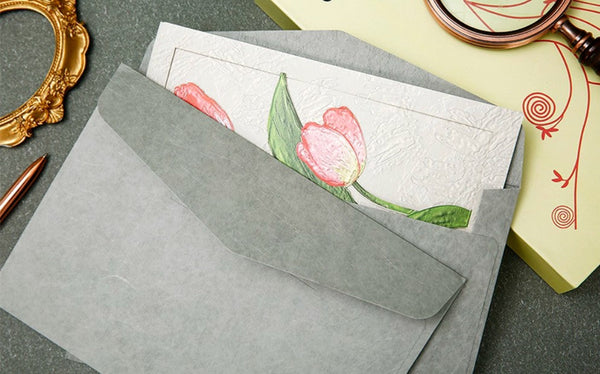Tulip Flower Greeting Cards, Creative Birthday Greeting Card, Beautiful Greeting Cards to Friends, Original Handmade Greeting Cards-Grace Painting Crafts