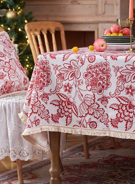 Flower Pattern Tablecloth for Holiday Decoration, Square Tablecloth for Round Table, Large Cotton Rectangle Tablecloth for Home Decoration, Farmhouse Table Cloth Dining Room Table-Grace Painting Crafts