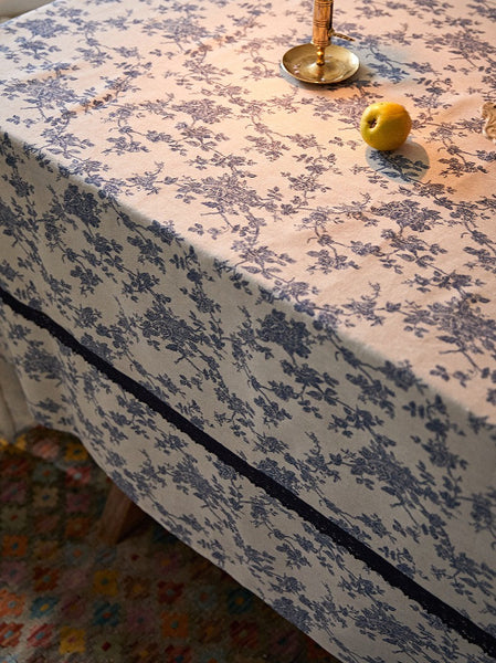 Extra Large Vintage Rectangle Tablecloth for Dining Room Table, Rustic Farmhouse Table Cover for Kitchen, French Flower Pattern Tablecloth for Round Table-Grace Painting Crafts