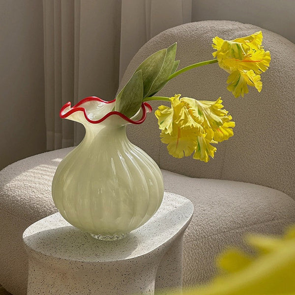 Unique Handmade Vase for Flowers, French Vintage Glass Flower Vases, Glass Bud Vases, Flower Vases on Table-Grace Painting Crafts