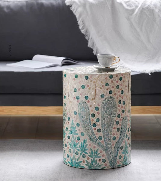 Contemporary Small Sofa Side Table, Portable Casual Side Table, Creative Coffee Table, Shell Small Side Table, Unique Small End Table-Grace Painting Crafts
