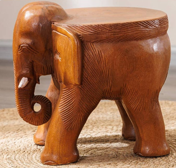 Dining Table Stool, Handmade Solid Wood low Stool, Elephant Wooden Stool, Elephant Sofa Stool, Creative Shoe-changing Stool-Grace Painting Crafts