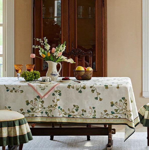 Extra Large Modern Rectangular Tablecloth for Dining Room Table, Ginkgo Leaves Table Covers, Square Tablecloth for Kitchen, Large Tablecloth for Round Table-Grace Painting Crafts