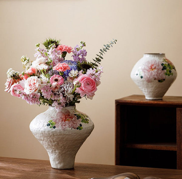 Modern Porcelain Flower Vases, Flower Vases on Table, Handmade Water Holding Flower Vases, Centerpiece on Dining Table, Ceramic Bouquet Vases-Grace Painting Crafts