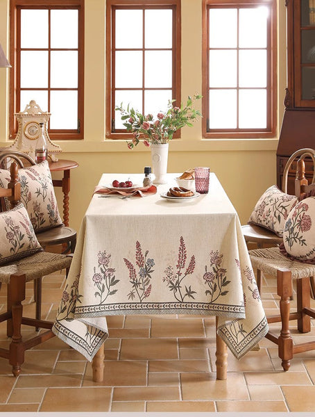 Beautiful Rectangle Tablecloth for Dining Table, Extra Large Modern Tablecloth, Spring Flower Rustic Table Cover, Square Linen Tablecloth for Coffee Table-Grace Painting Crafts