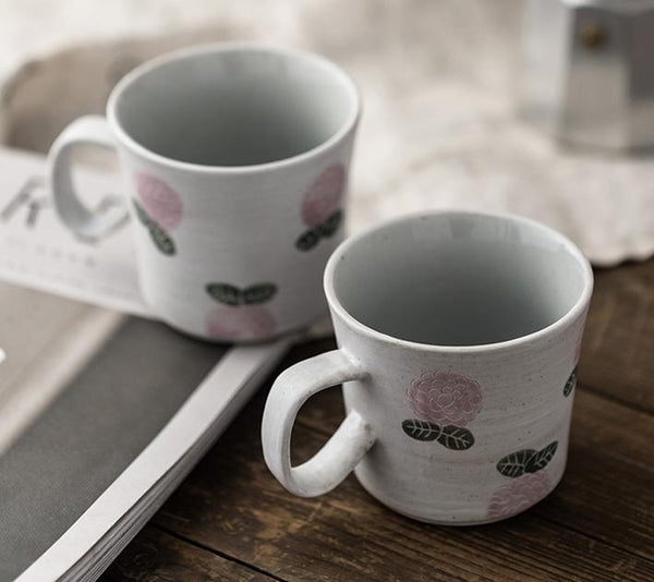 Handmade Pottery Coffee Cup, Rose Ceramic Coffee Mug, Cappuccino Coffee Cup, Tea Cup-Grace Painting Crafts