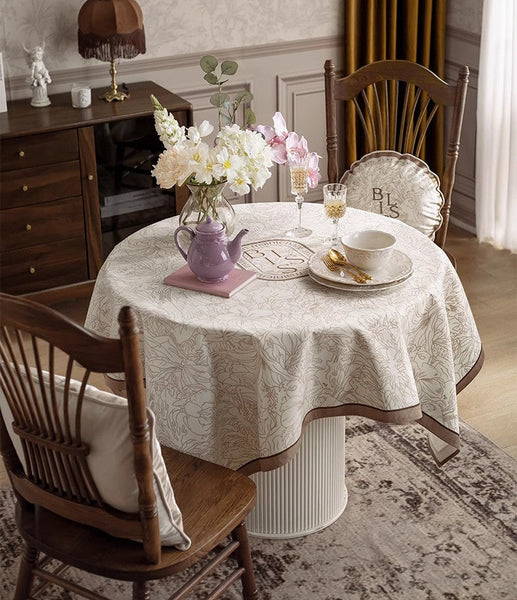 French Style Tablecloth for Dining Table, Beautiful Table Cover for Dining Room Table, Modern Rectangle Tablecloth for Oval Table-Grace Painting Crafts